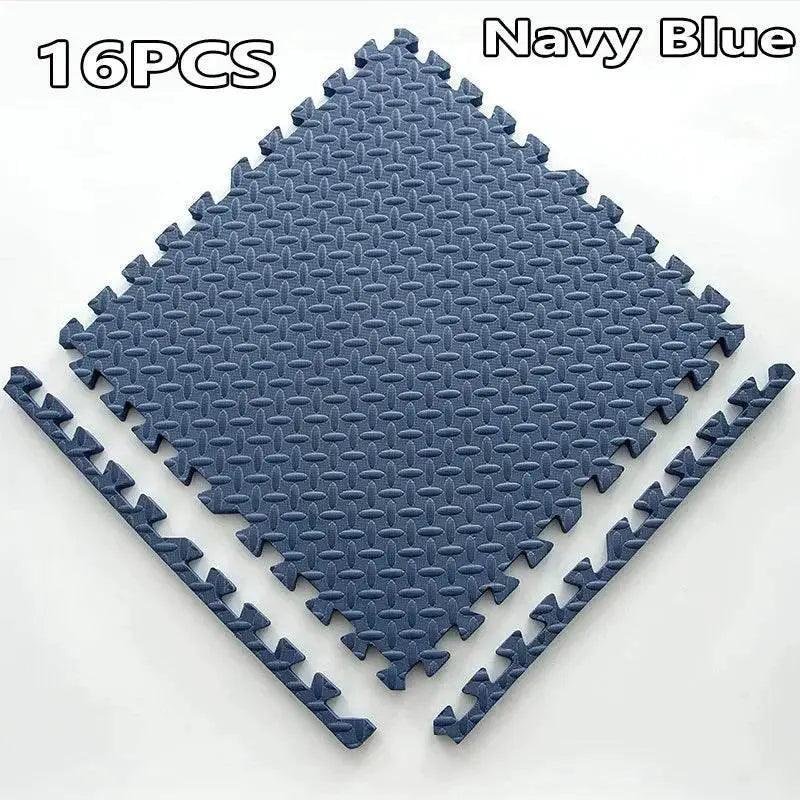 16-Piece 30x30cm EVA Leaf Grain Floor Mats for Sports Gym Protection Non-Slip Yoga Fitness Splicing Rugs Thickened Shock Absorption Workout Flooring - ToylandEU