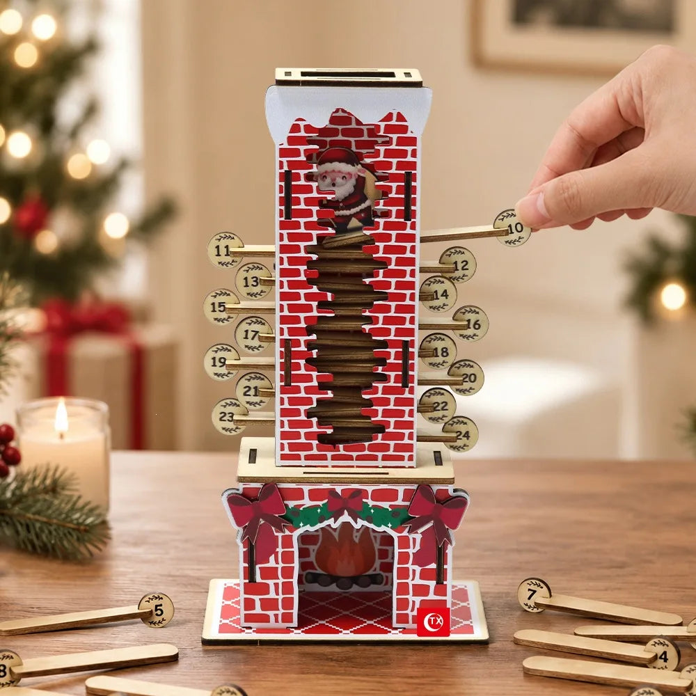 Advent Calendar | 24 Day Wooden Santa Chimney | DIY Tabletop Ornament | Home Desktop Christmas Decor