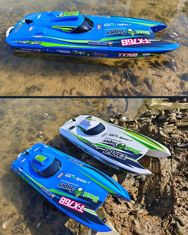 RC High-Speed Brushless RC Jet Boat 30km/h - Waterproof 2.4G Remote Control Speedboat for Kids