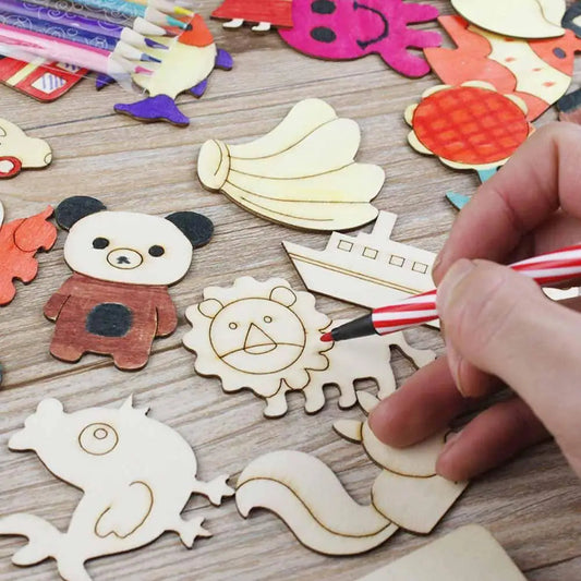20pcs Montessori Wooden Drawing Toys DIY Painting Template Stencils - ToylandEU