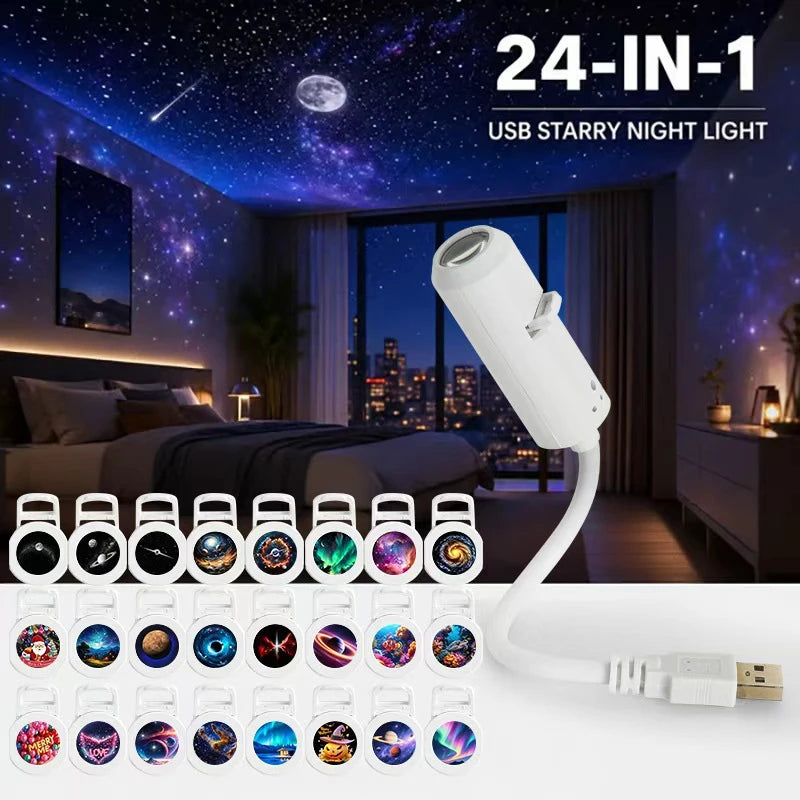 Galaxy Night Light | USB Powered | Heart Shape | Wall Projection