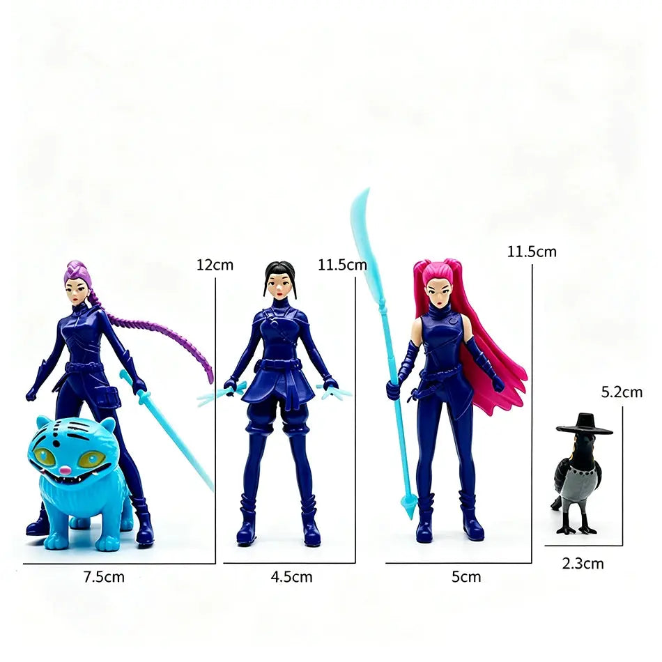 K-pop Demon Hunter Girl Group Chibi Figure Set, Girl Group Character Dolls with Weapon Accessories, Desktop Decoration Gift - ToylandEU