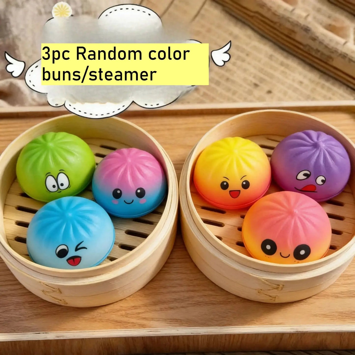 Hot Mini Dumpling Squishy 3pc/steamer Mysteries Dumplings Stress Relief Random color Home OfficeDesk PartyGift Dumpling Squishy - ToylandEU