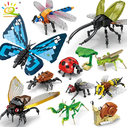 HUIQIBAO Insect Model Building Blocks - Fly Bee City Construction - ToylandEU
