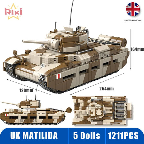 WW2 Military Tanks Building Block Set - Panther & Sherman Models for Children 6+ ToylandEU.com Toyland EU