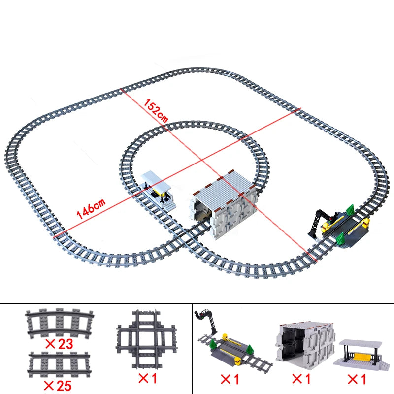 City Train Tracks Building Blocks Kit For Kids DIY Creativity