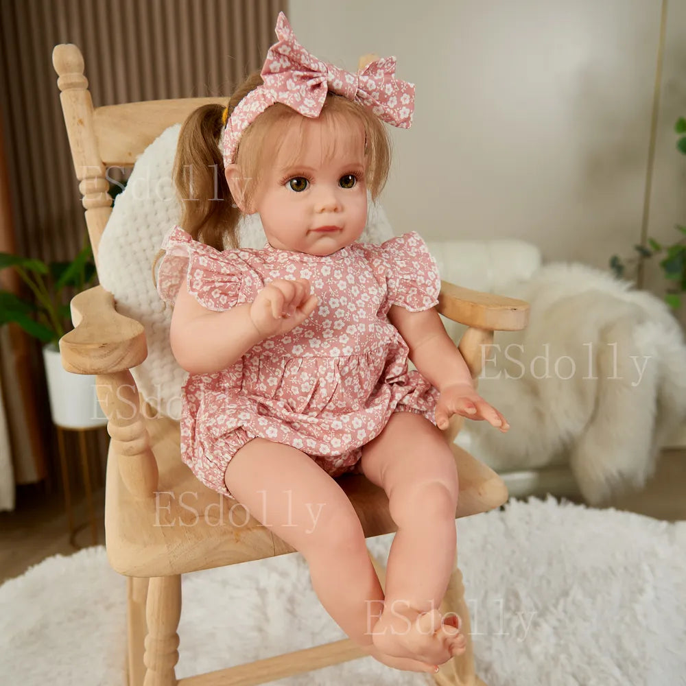 23 Inches Handmade Lifelike Silicone Reborn Baby Doll with Magnetic Pacifier