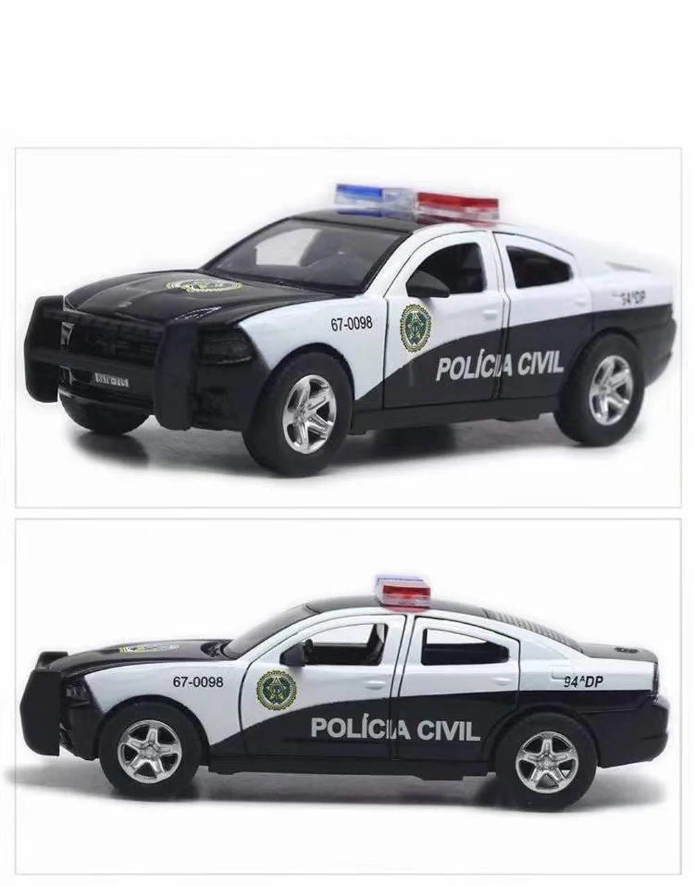 1:32 Alloy Diecast Police Car Toy with Sound and Light Effects and Pull-Back Action - ToylandEU