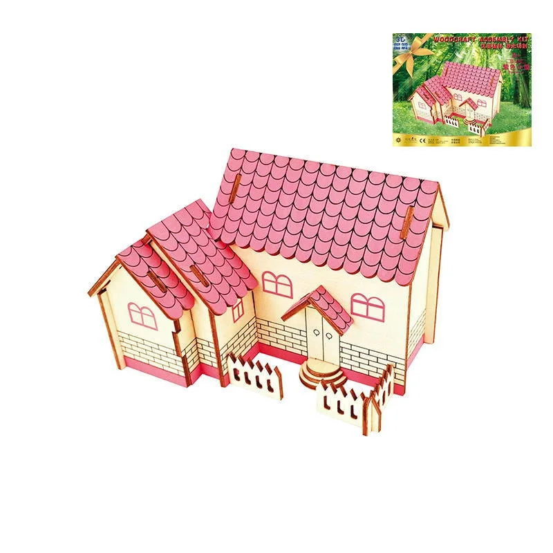 3D Wooden Puzzle | House Villa Model | DIY Build Kit | Ages 14 and Up
