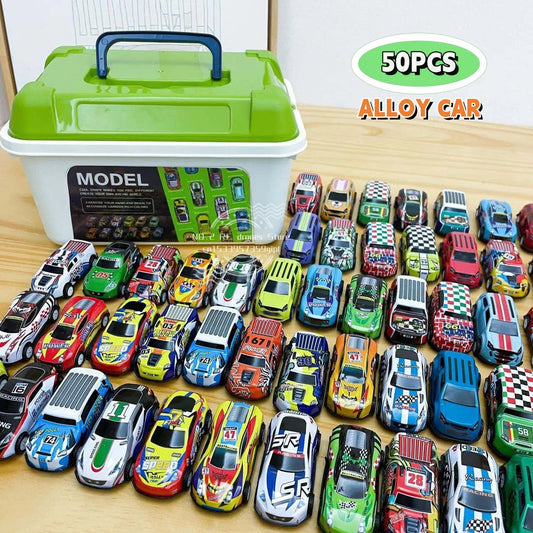 Alloy Baby Car Set with Storage Box - Assorted Racing Models