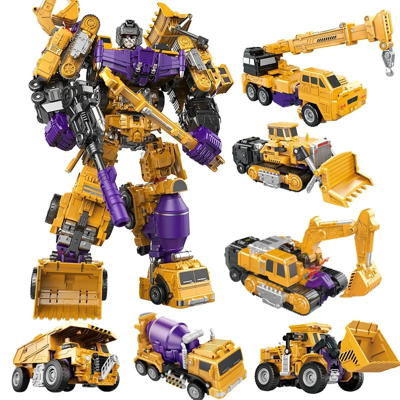 JINJIANG 6 IN 1 adaptable Kid Toys - Devastator Excavator Robot Action Figures - ToylandEU