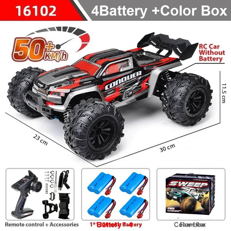 16102 1:16 Rc Car With Led Light 4WD 50km/h High Speed Drift Vehicle - ToylandEU