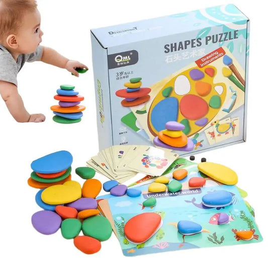 Colorful Rainbow Pebbles: Stacking Toys for Montessori Learning Fun