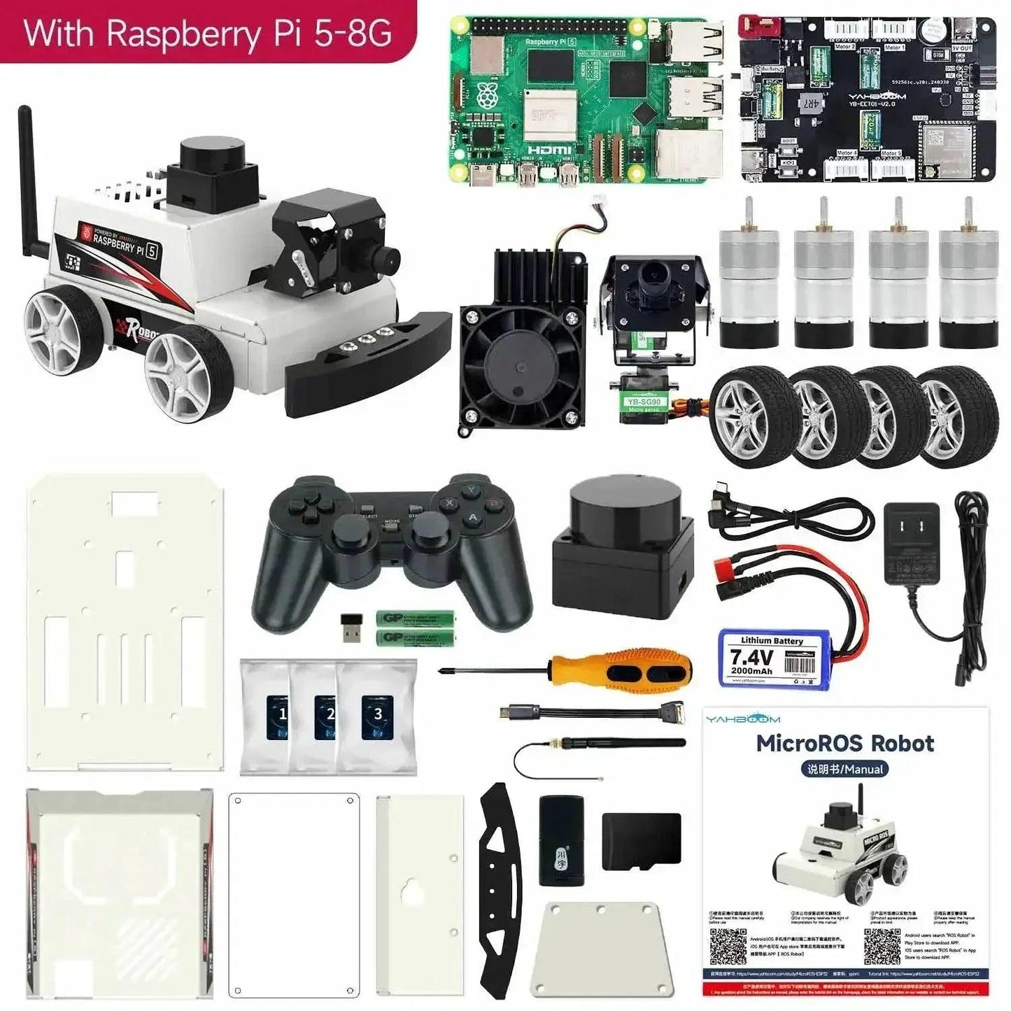 Raspberry Pi 5 Car ROS2 Educational Robot Kit with Lidar - ToylandEU