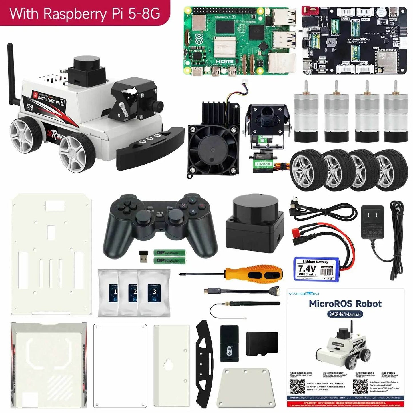 Raspberry Pi 5 Car ROS2 Educational Robot Kit with Lidar Support - ToylandEU