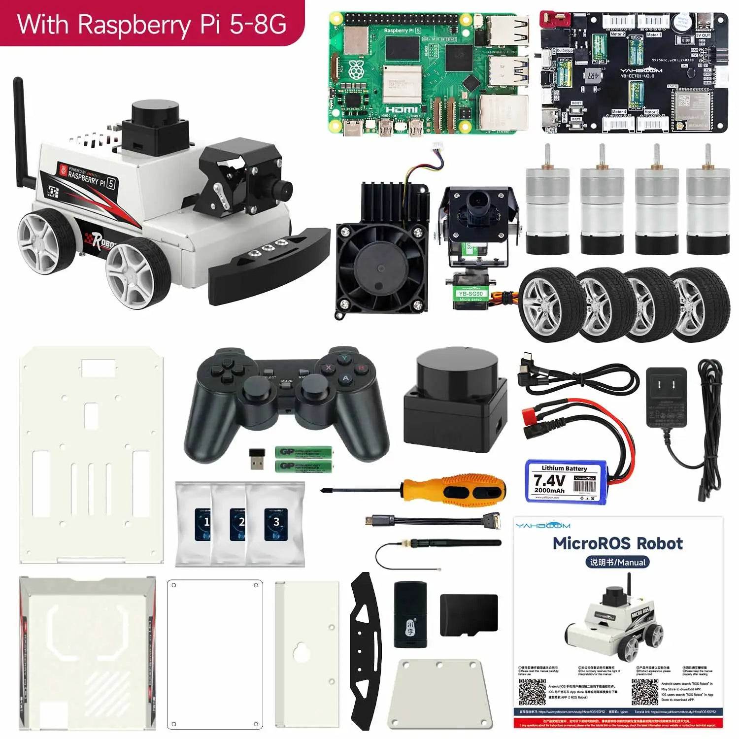 Raspberry Pi 5 Car ROS2 Educational Robot Kit with Lidar Support - ToylandEU