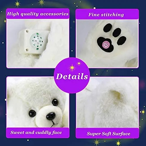 37cm Stuffed Polar Bear Plush Doll Animals LED Plush Toy Music Night