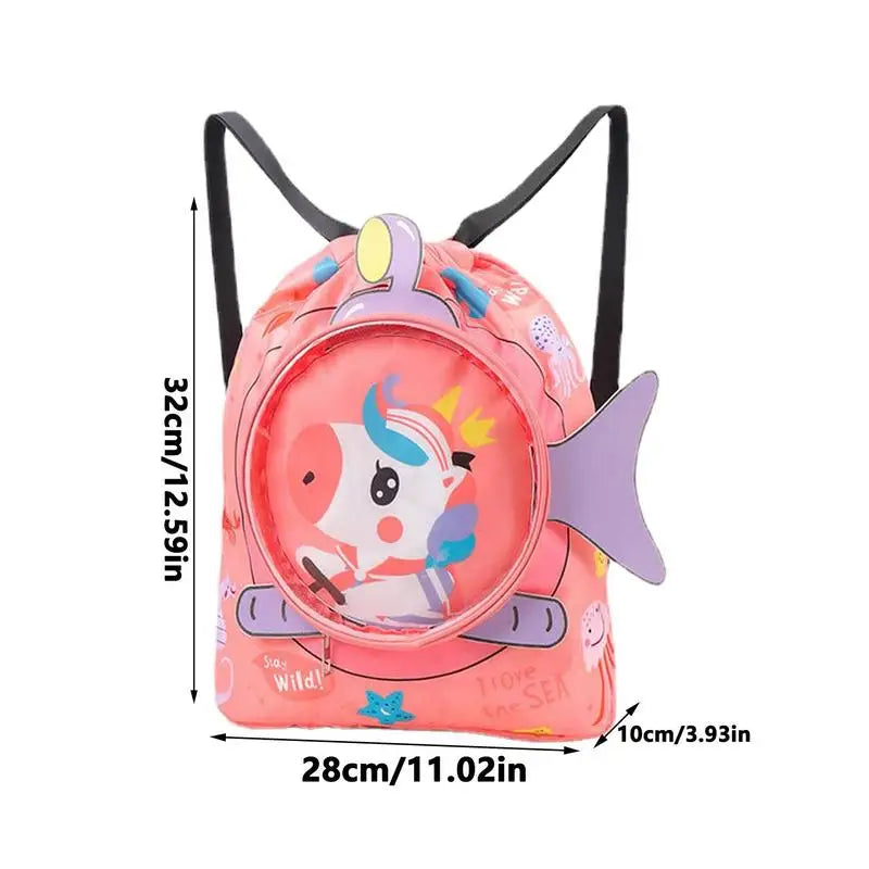 Adorable Waterproof Animal Print Girls' Beach Backpack with Compartments