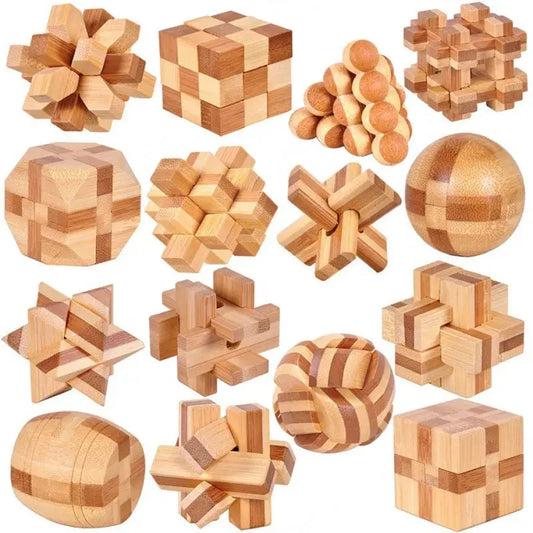 New Wooden Kong Ming Lock Lu Ban Lock IQ Brain Teaser Educational Toy Children Montessori 3D Puzzles Game Unlock Toys Kid Adult - ToylandEU