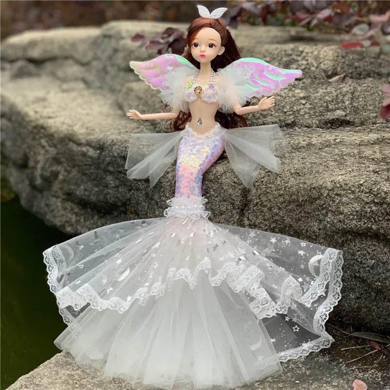 45cm Mermaid Doll Girl Toy Blue Eyes Princess Wedding Dress - ToylandEU