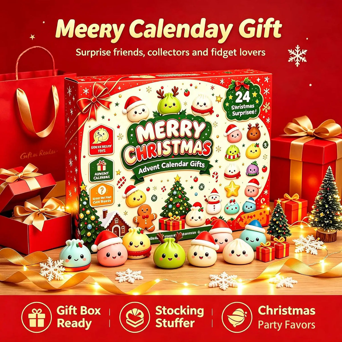 Advent Calendar | 2026 24 Day Fidget Squishies | Sensory Dumpling Surprise Toys | Stress Relief Gift
