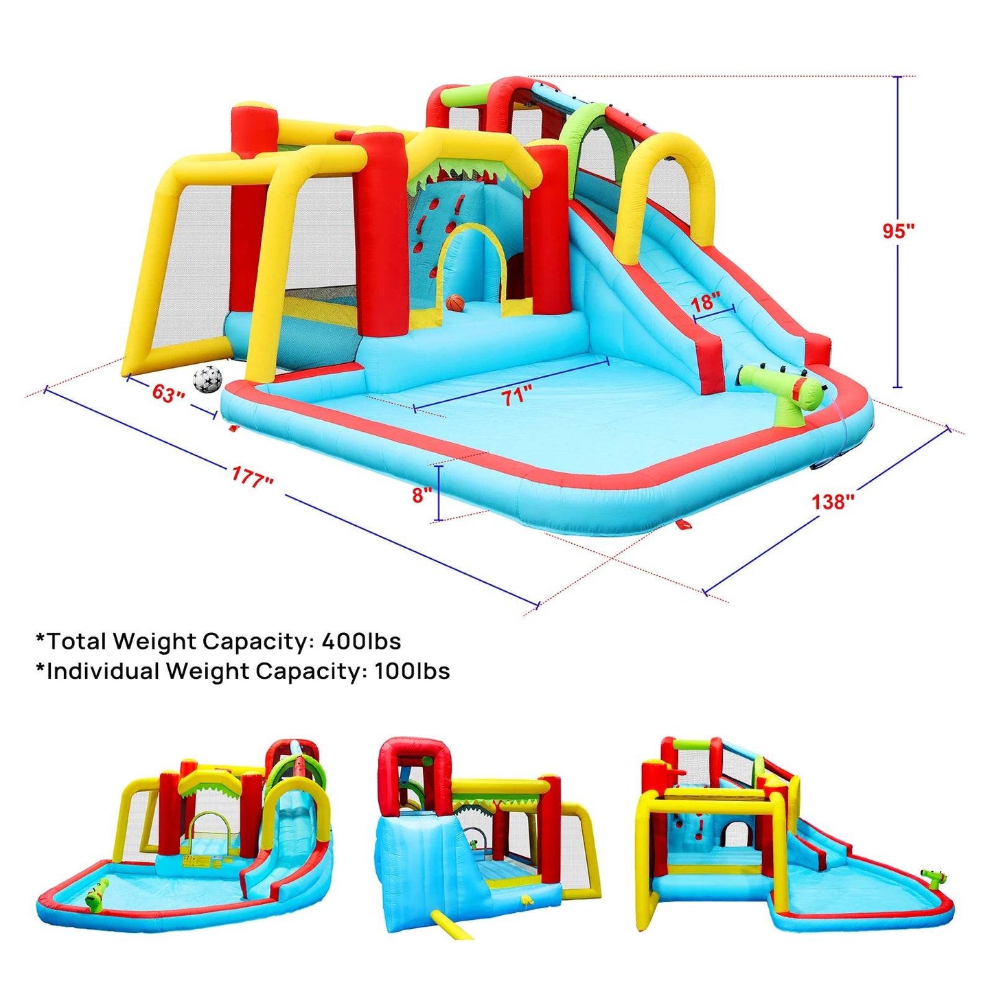 Inflatable Slide Water Park Trampoline Bouncing House Outdoor Garden For Endless Fun to Kids with Blower and Toys - ToylandEU