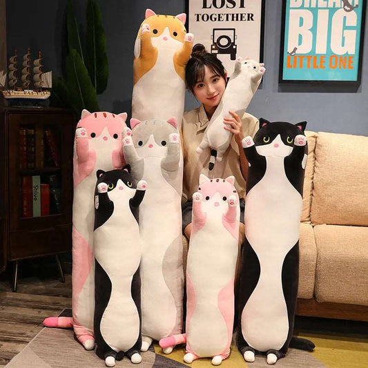 10 Styles 50-150cm Long Cat Plush Toys Stuffed Soft Pause Office Nap - ToylandEU