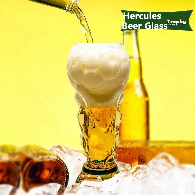 Football Soccer Trophy Shaped Beer Glass Cup Thickened Durable Sports Themed Mug for Bar Pub Party Fan Gift Home Drinkware - ToylandEU