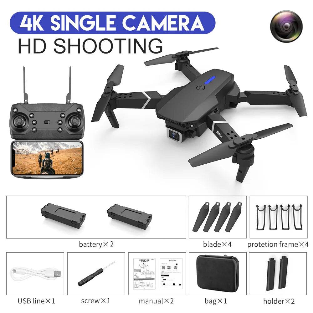 2023 E88Pro 4K Professional RC Drone with 1080P HD Camera - Foldable Helicopter, WIFI FPV, and Height Hold - Perfect Gift Toy - ToylandEU