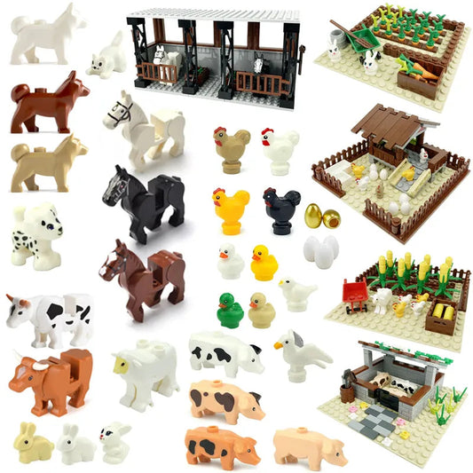 Rural Farm Buildable Toy Set with Stable and Chicken Coop