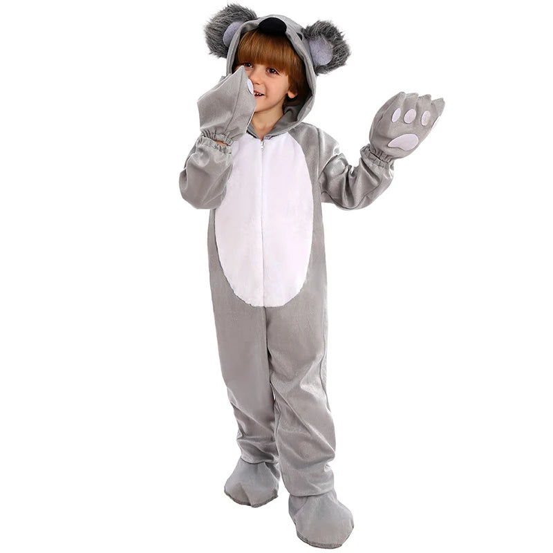 Unisex Koala Kids Costume with Gloves - Perfect for Halloween & Imaginative Play