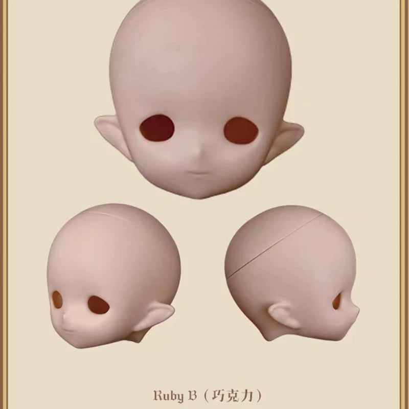 Imomodoll Miko 1/4 Doll Head - Tan/White Skin, Unpainted