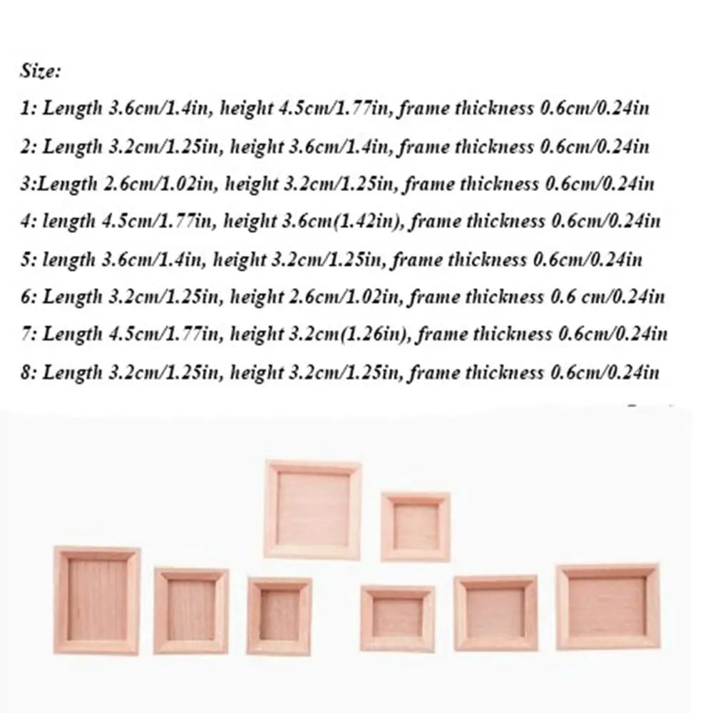 Miniature Wood Photo Frame | 1/12 Scale | Dollhouse Display | 2 Piece Set