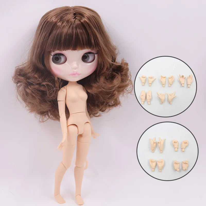 1/6 Scale Blyth Doll | Carved Lips Face | 30cm Joint Body | White Skin