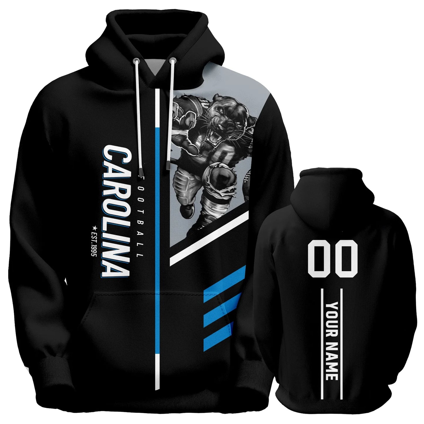 Personalized Carolina City Mascot Hoodie - Custom American Football Sweatshirt for Men, Women, and Youth Fans