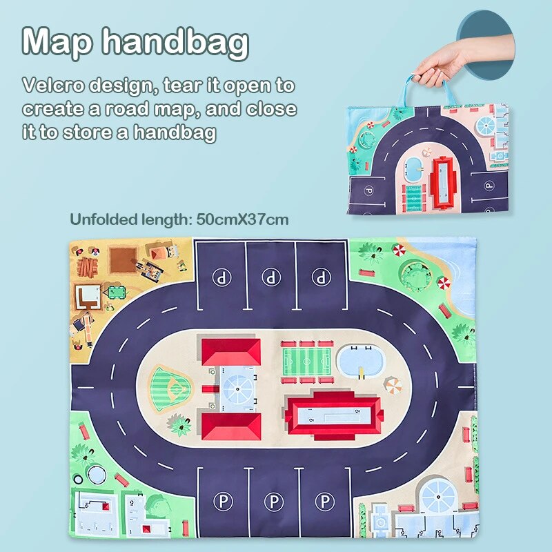 Kids Mini City Traffic Car Toys Set with Play Mat - Educational Montessori Toy - ToylandEU