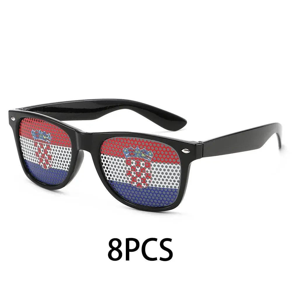 8PCS HD Vision Flag Sunglasses Football Match Fans Sun Glasses Comfortable Anti-slip Legs Sports Party Eyewear - ToylandEU