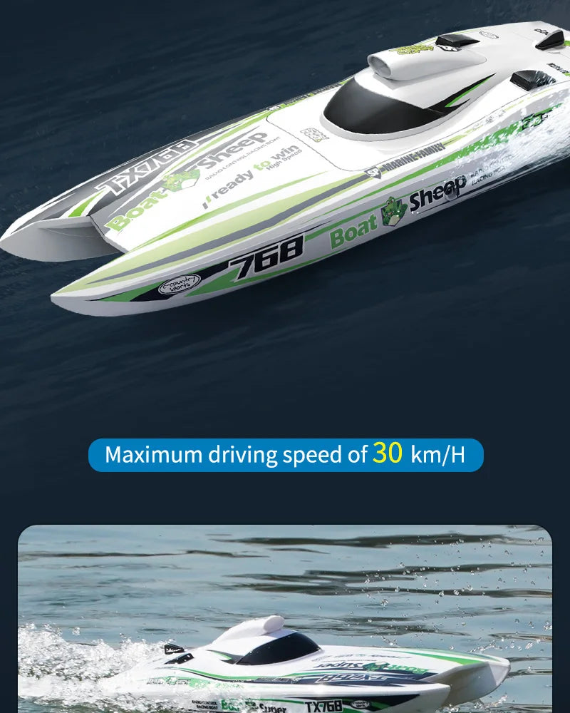 RC High-Speed Brushless RC Jet Boat 30km/h - Waterproof 2.4G Remote Control Speedboat for Kids