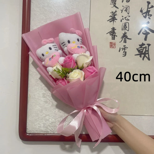 Adorable Hello Kitty Plush Dolls with Rose Soap Flowers Bouquet ToylandEU.com Toyland EU