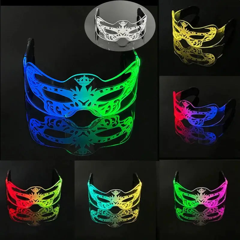 Led Luminous Glasses Bar Masquerade Concert Rave Goggles Rainbow Space Robot Futuristic Led DJ LIGHT Glasses Star Y2k Glasses - ToylandEU