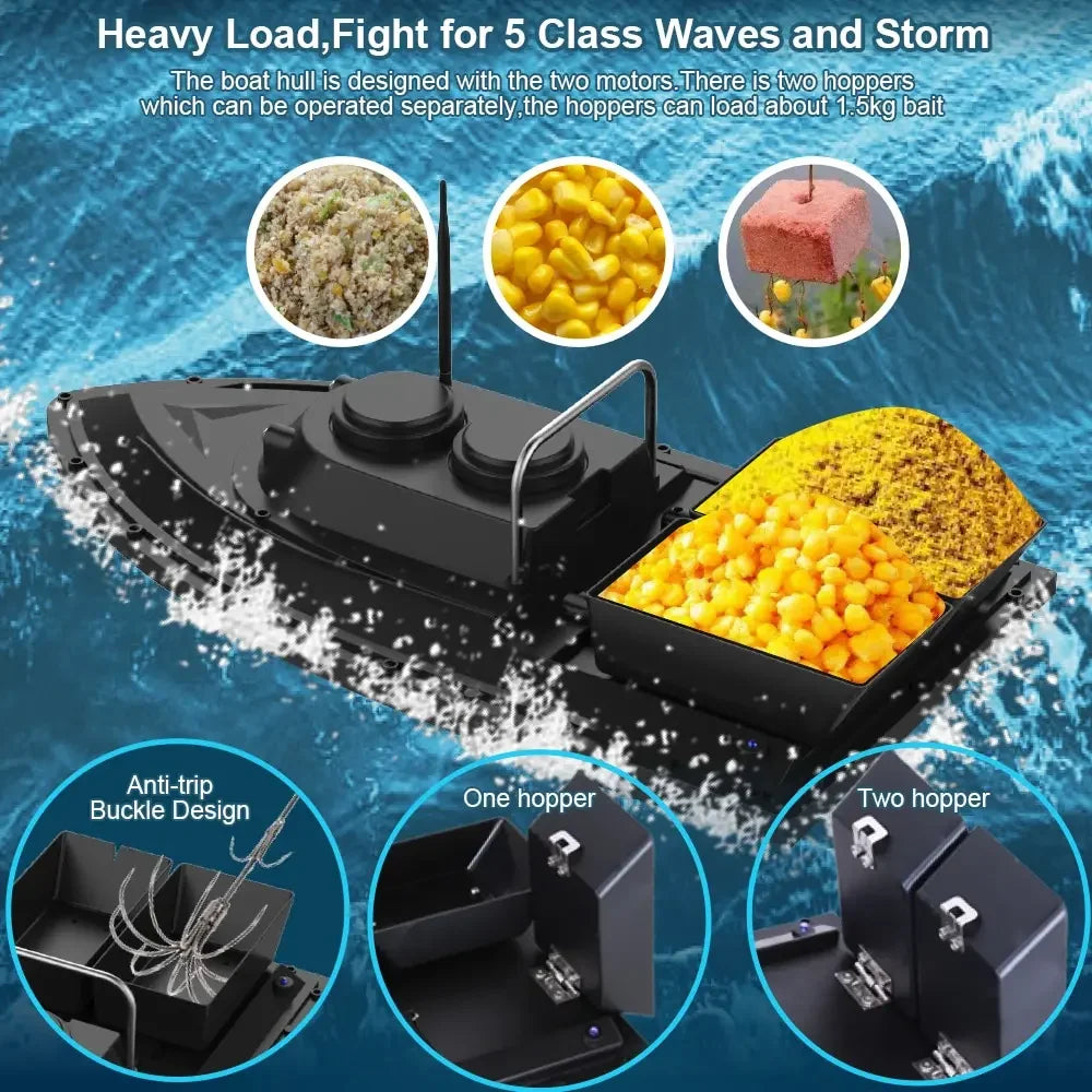 RC Fishing Bait Boat D11 with Dual Motors and 1.5kg Loading