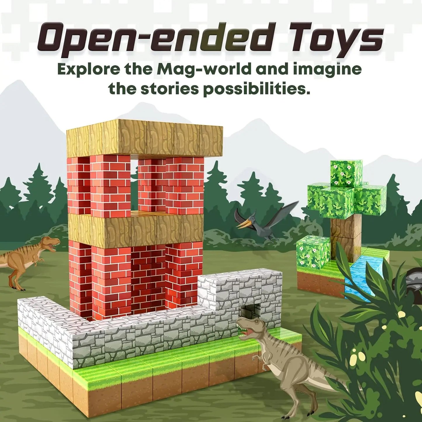Magnetic Building Blocks | 100-Piece Set | STEM Montessori | Ages 4-12