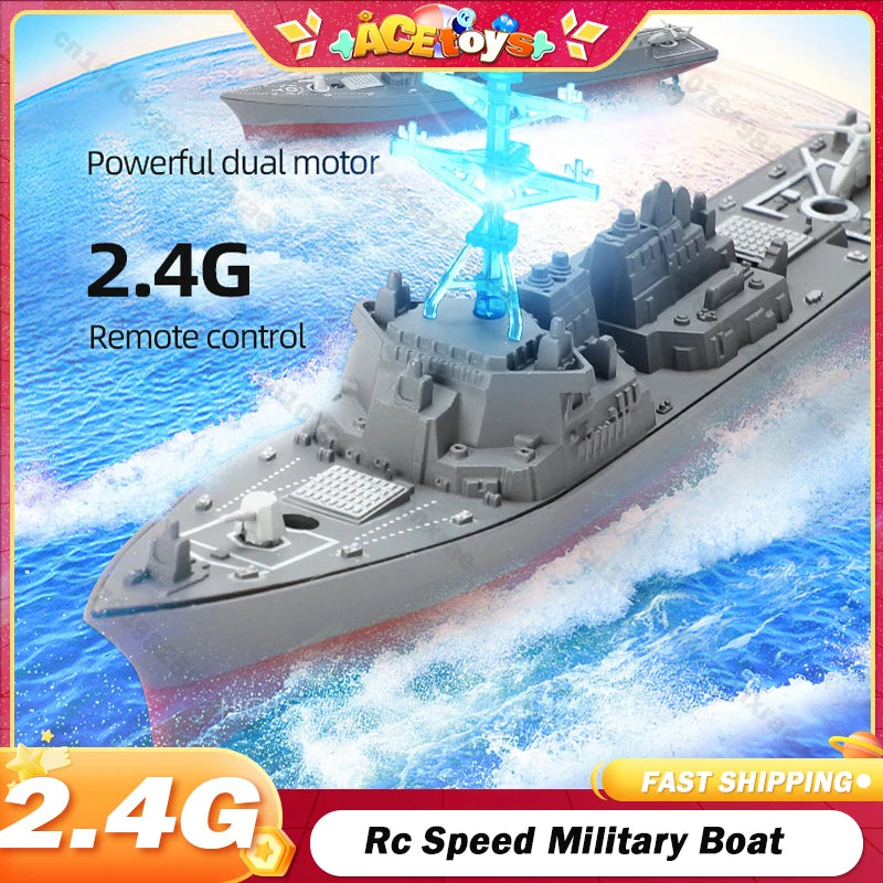 Rc Speed Boat 2.4G Remote Control Aircraft Ship Simulation Military - ToylandEU