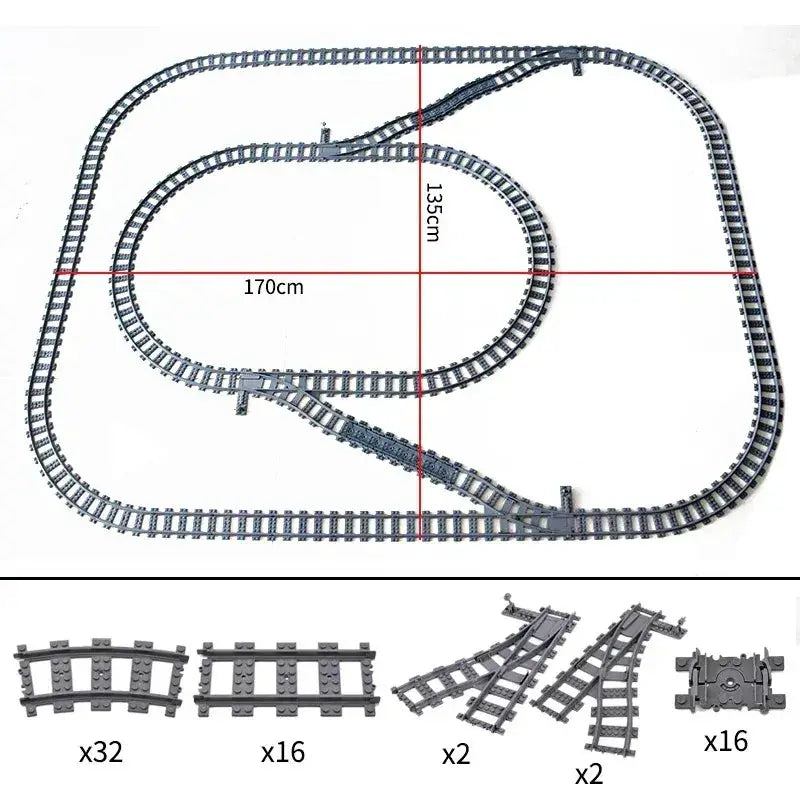 Lego Compatible Flexible Train Tracks Building Set For Kids - ToylandEU