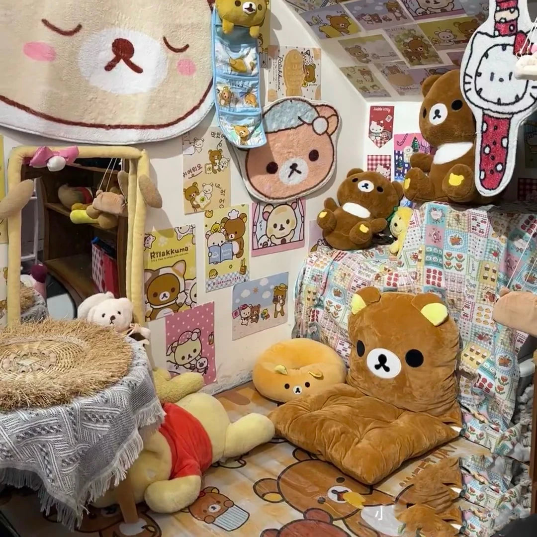 Plush Chair Cushion | Rilakkuma Plush Design | Backrest Seat Pad | One Size