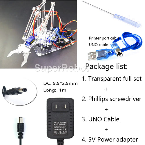 DIY 4-Degree-of-Freedom Acrylic Robot Arm Kit ToylandEU.com Toyland EU