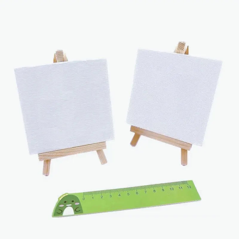 Double Your Drawing Space with 2 Sets of Mini Canvas Panels and Wooden Easels
