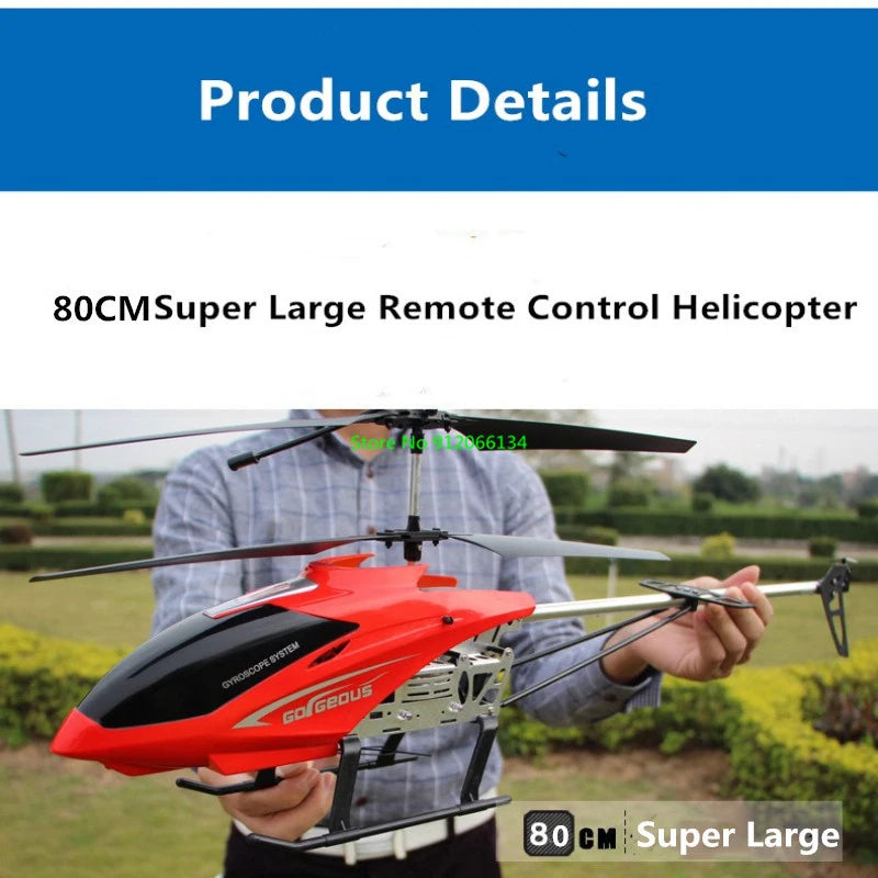 RC 150M Remote Control Large Alloy Electric Helicopter Drone Toy with LED Lights and Anti-Fall Design