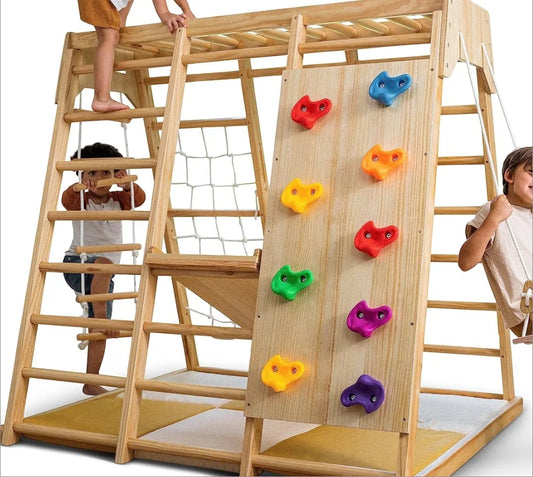 Indoor Wooden Jungle Gym Playground Six In One Climber Set