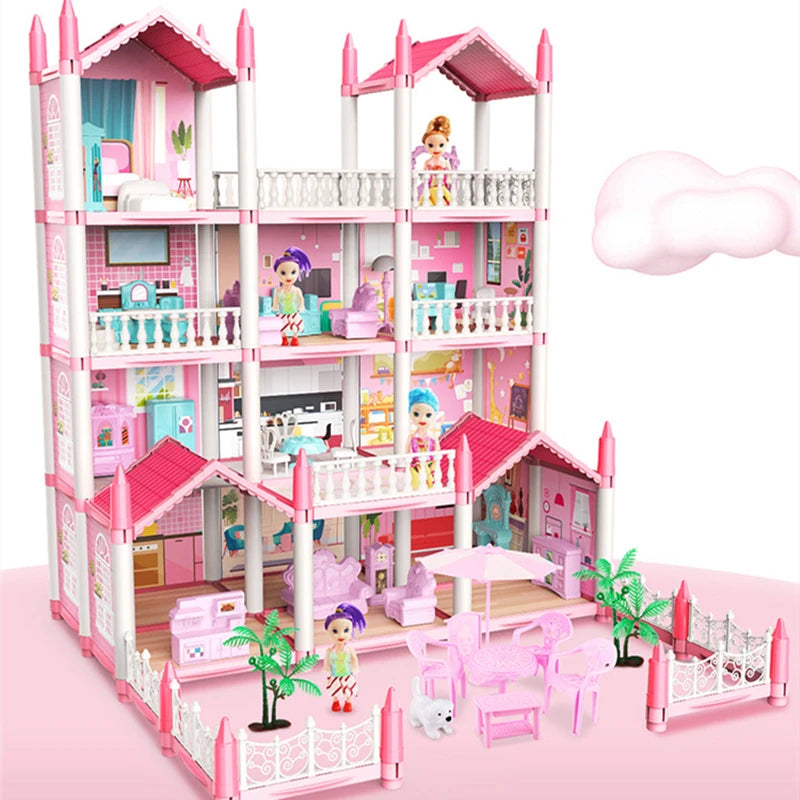 Enchanting 3D Dream Princess Castle Villa DIY Doll House Set with Music - Perfect for Imaginative Play!